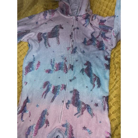 Girls Place Unicorn Pajamas bodysuit Warm Winter Costume Size 10/12 - Picture 3 of 5